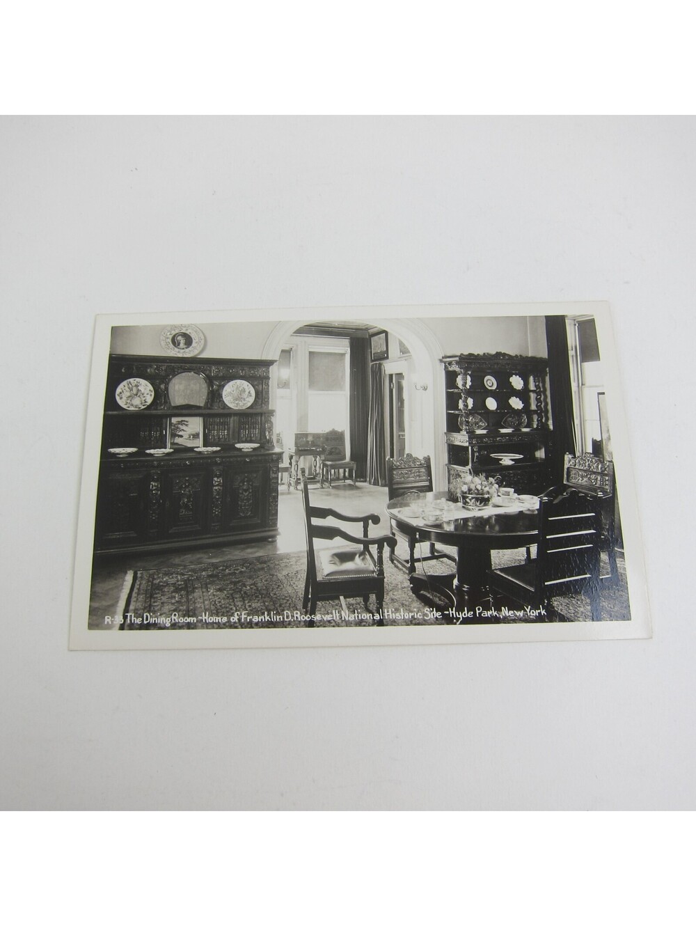 Real Photo Postcard RPPC Franklin D. Roosevelt FDR Home Dining Room Hyde Park NY